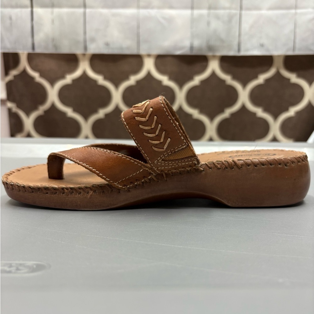 Dr. Scholl's Air Pillo Thong Leather Sandals Womens Flip Flops Wedge Shoes Sz 8 - Picture 3 of 12